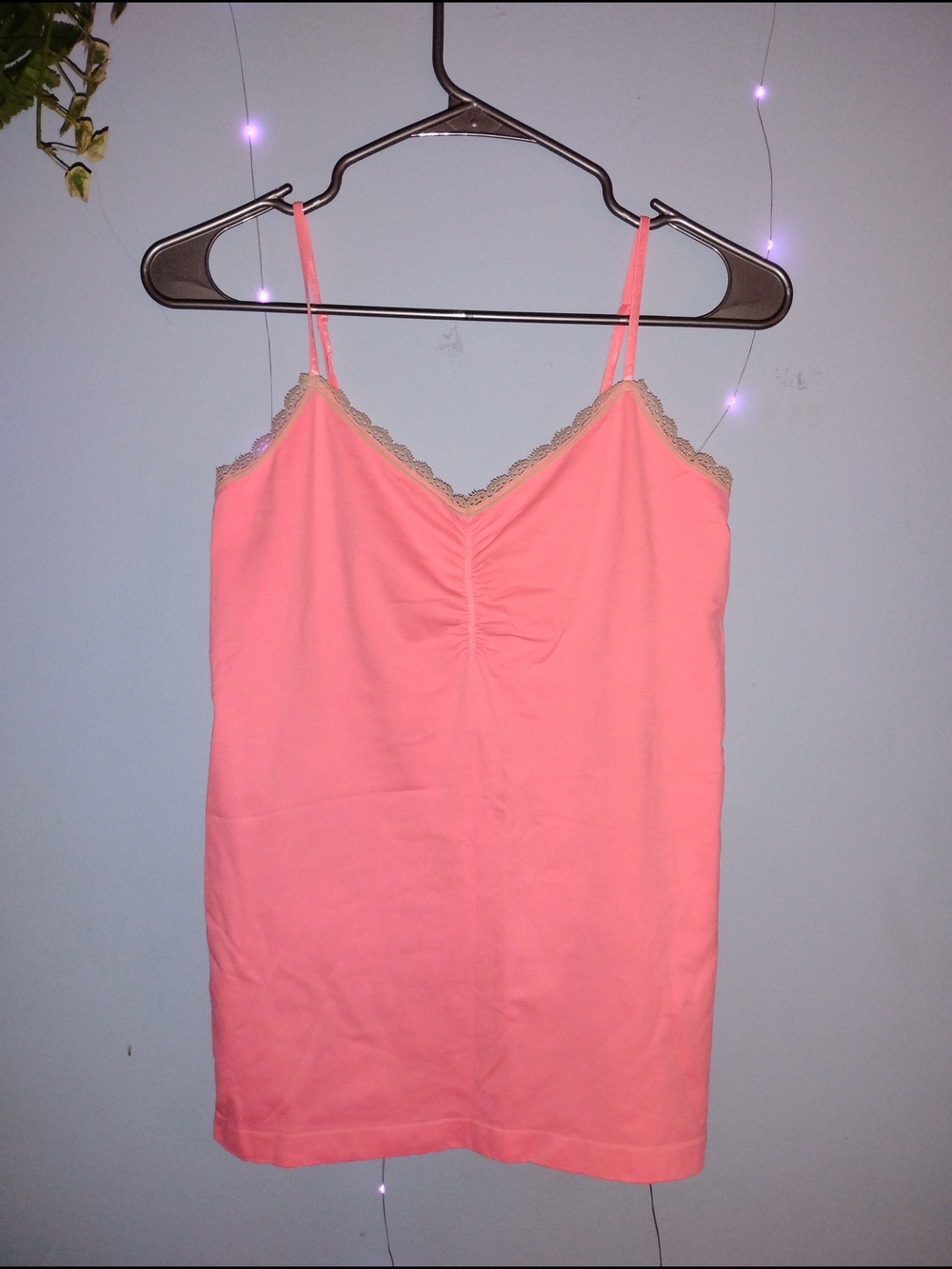 Victoria's Secret Coral Pink Lace-Trim Camisole Slip